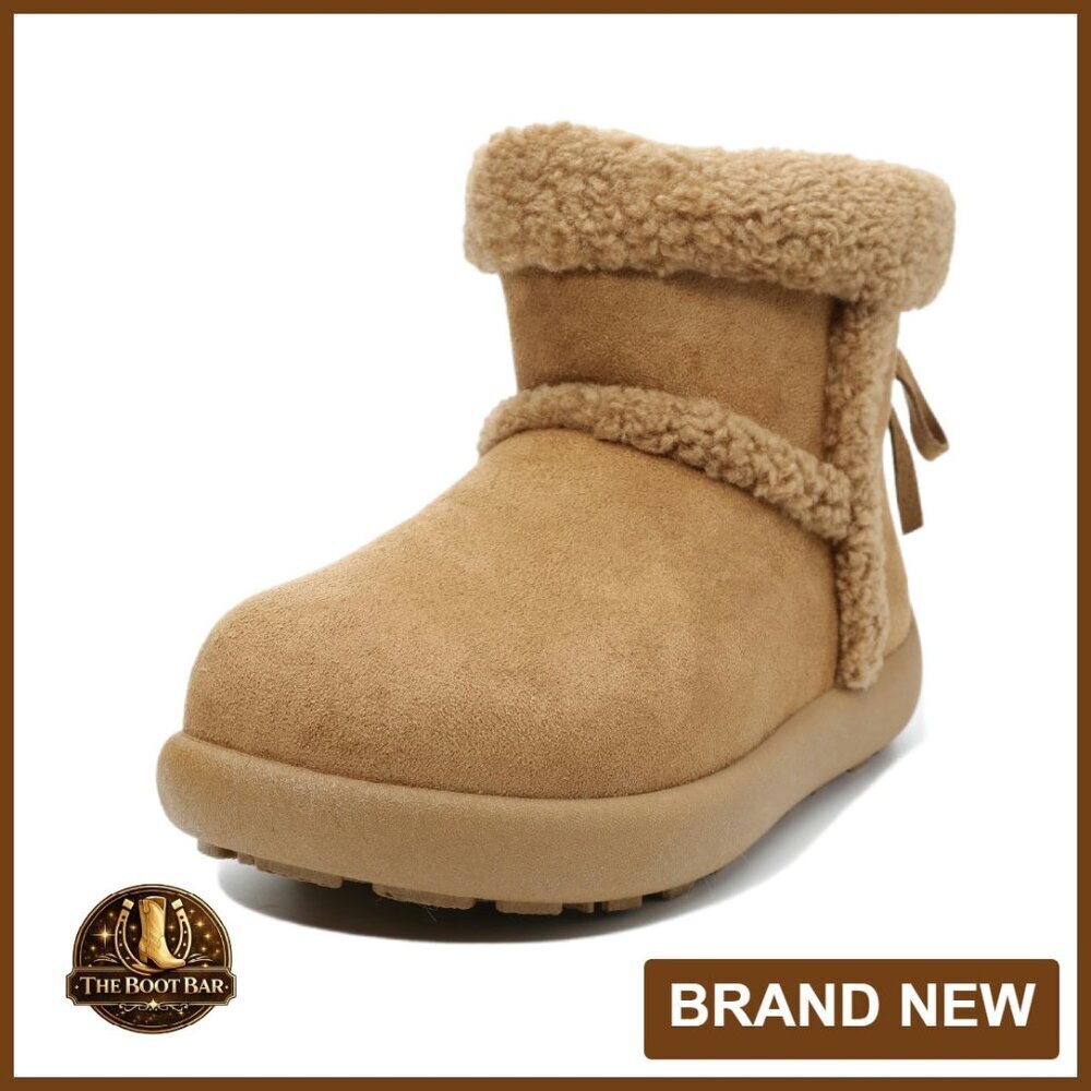 Women's Ankle Boots with Fur Lining Non-Slip Sole Adjustable Buckle
